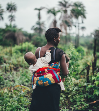 mother hold their baby photo